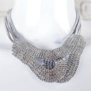 Micro panel slivertone chunky hook infinity collar